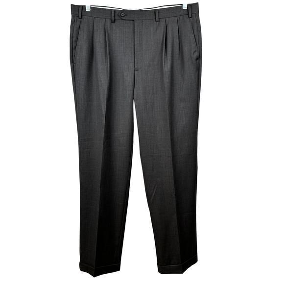 Ralph Lauren Men's Trouser Pants 100% Wool Pleats Cuffed Brown 38x32 Career - Picture 1 of 7